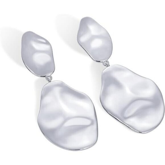 14k Gold Plated White Gold 925 Sterling Silver Drop Dangle Earrings - Picture 11 of 11